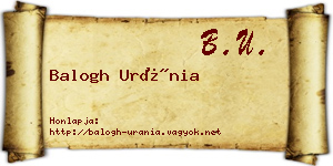 Balogh Uránia névjegykártya